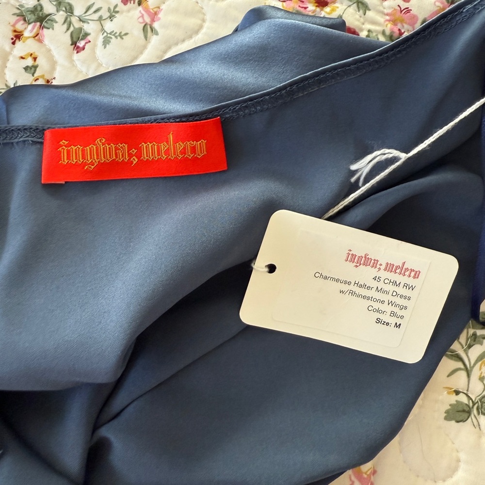 Ingwa Melero Navy Halter Mini Dress with Silver Detail - Picture 7 of 8